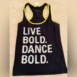 Zumba Fitness Purple Top with Yellow Trim